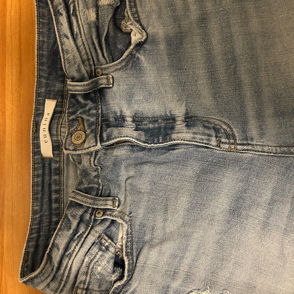 Eunina High Rise Blue Jeans with Contrast Stitching